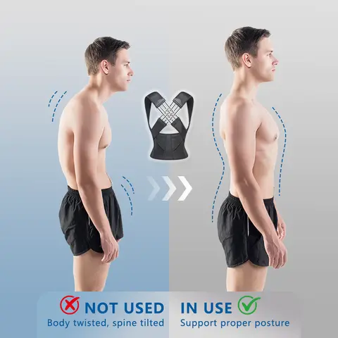 Posture Corrector Back Brace Shoulder Straightener with Adjustable Spine Alignment for Men and Women Anti Hunchback Waist Girdle in Black