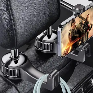 Car Seat Back Storage Hook, Upgraded 2 Pack Car Headrest Hidden Hook 2 in 1 Car Seat Hooks with Phone Holder for Purse, Backpacks,Toys,and Even Bottle Storage Organizer for Purses and Bags, Purse Holder for Car, Car Seat Hangers Organization Accessories