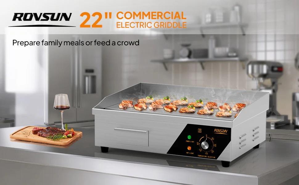 [TOP RATED - FLASH SALE] ROVSUN 22" 1600W 110V Commercial Electric Griddle Countertop