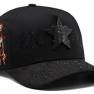 Rico hats H with skeleton, gorra Houston Belica de alta calidad con piedreria fina y bordado de alta calidad.