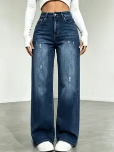 Women's versatile mid waist denim stretch wide leg jeans,simple style multi-pocket denim trousers for women,YLD01classic women's pants, daily urban fashion wear