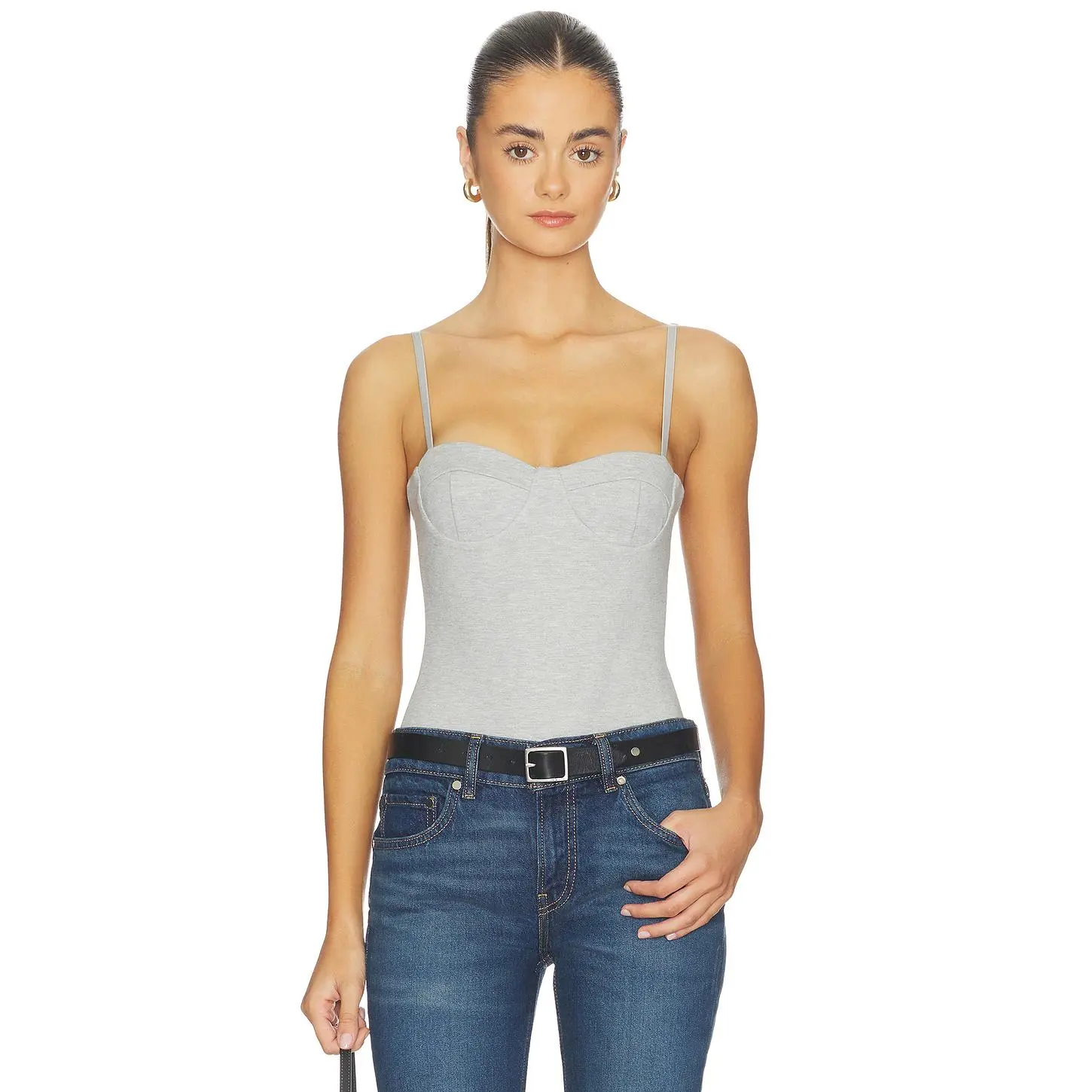 NIIHAI The Plunge Bodysuit in Grey Marl
