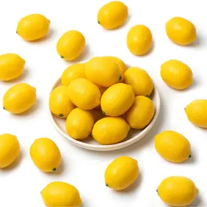 20PCS Small Artificial Yellow Faux Lemons 2.7 x 1.8 Inch for Fake Fruit Bowl, Lemonade Party, Summer Decor, Photography Photo Props