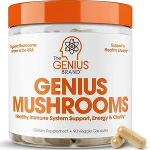 Lions Mane, Cordyceps and Reishi- Genius Mushroom - Nootropic Brain Supplement for Focus, Natural Energy, & Memory, 90 Capsules Healthcare Dietary
