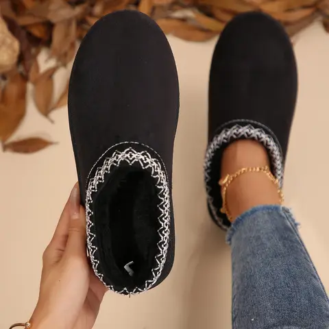 Women's Boots with Non-Slip Soles Lined Cotton Slippers Platform Short Ankle Boots for Outdoor Snow House Indoor Comfort Warm Light and Durable Shoes Springfresh