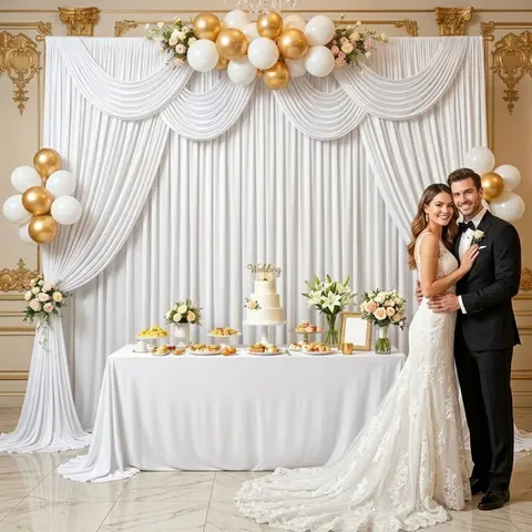 White Silky Smooth Drape Backdrop Curtain 2-Pack - 5FTx7FT Each, 10FTx7FT Total - Washable Polyester, Wrinkle-Free Finish Saves Setup Time, Easy to Clean for Wedding, Baby Shower, Photography Events, Birthday