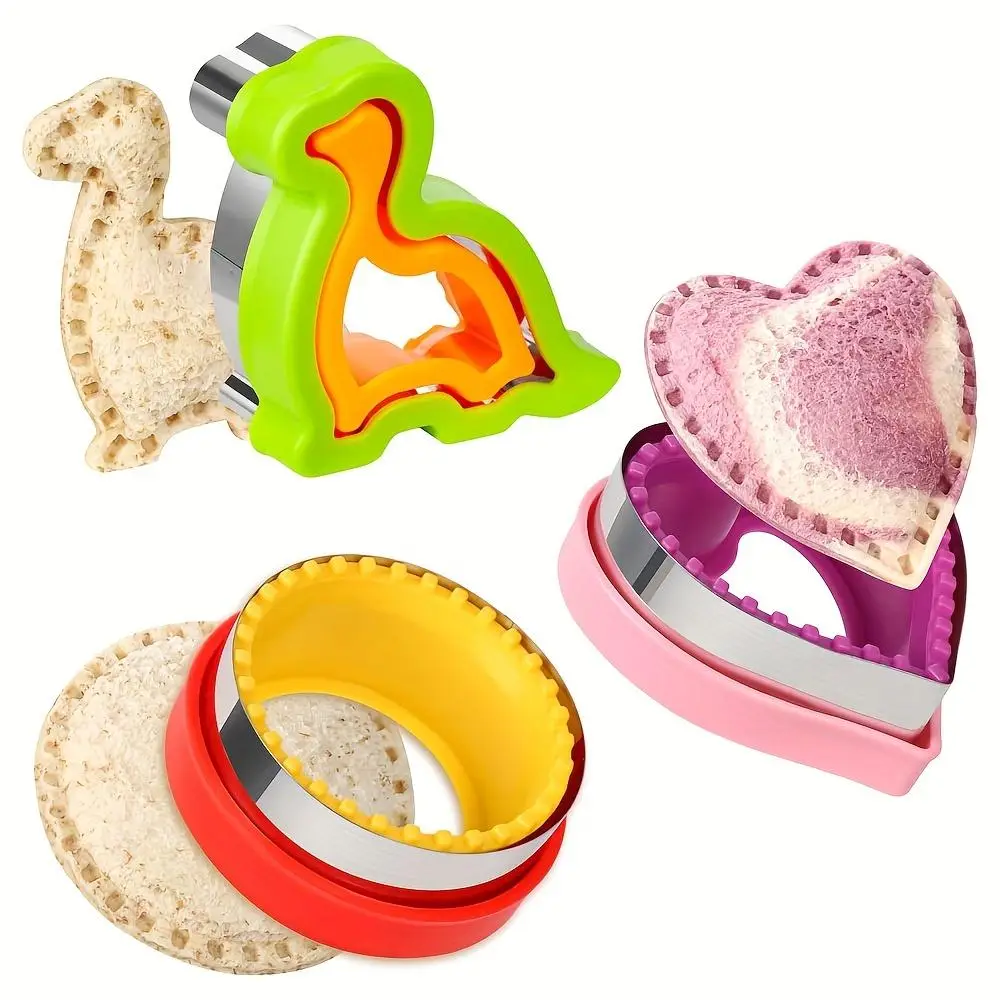 Creative Sandwich Cutter & Sealer, 3counts/set Heart & Round Shaped Sandwich Mold, DIY Cake Making Tool for Home Kitchen Kids