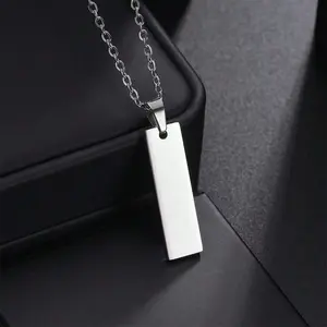 1 Pc Fashionable Ins Style Minimalist Smooth Bar Pendant Necklace for Daily Decoration Fo Women and Men
