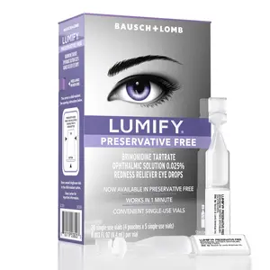 LUMIFY Redness Reliever Preservative Free Eye Drops (20 Count, Single-Use Vials)