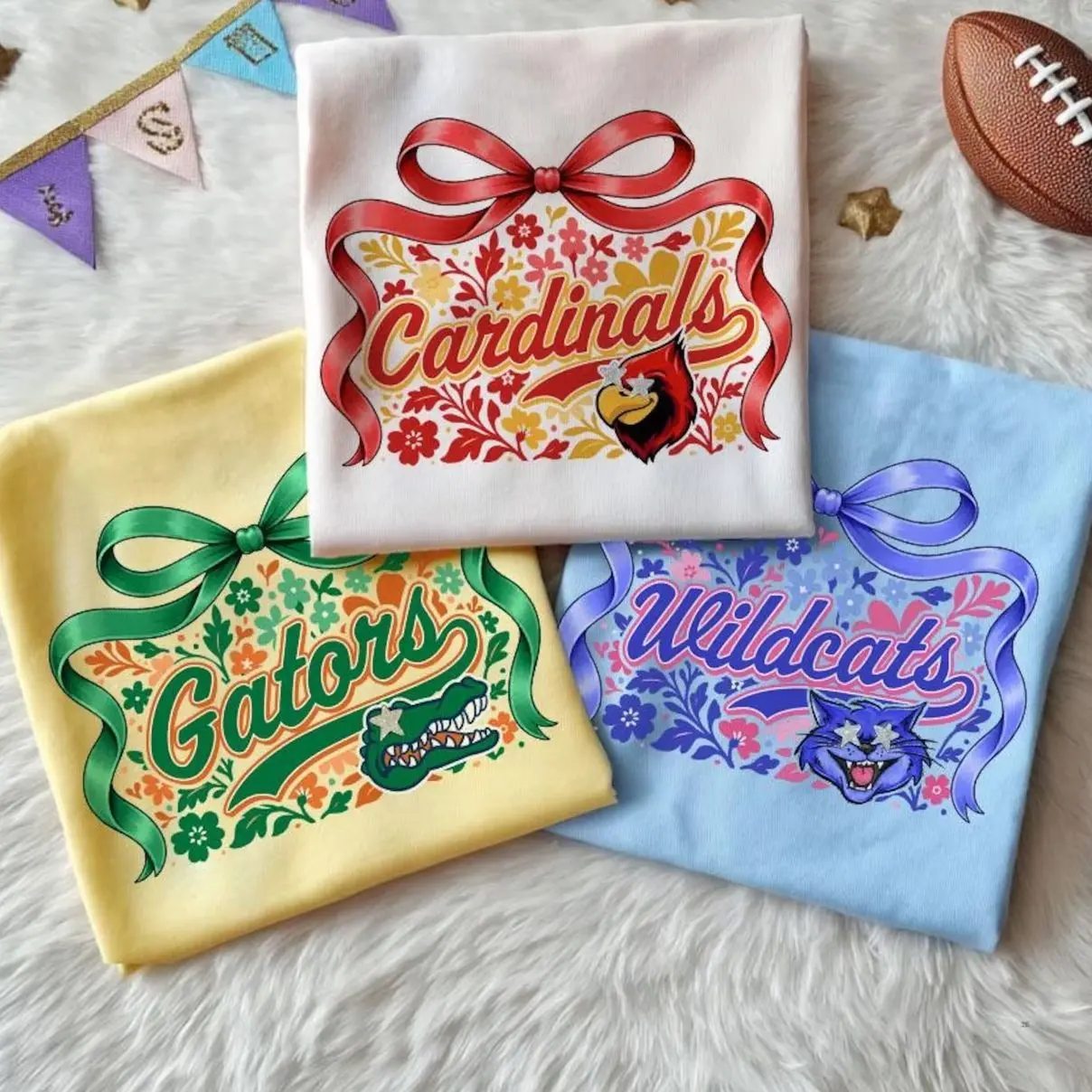 Coquette Mascot Game Day Shirt, Floral Bow School Spirit Tee, Custom Mascot Shirt, Cardinals Gators Wildcats Mascot, Football Mom Gift