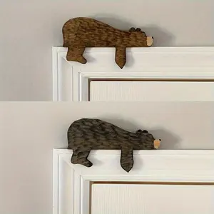 2 Pieces Wooden Bear Door Frame Corner Decorations - Handmade, Cute Cartoon Animal Design, Classic Style Artificial Wood  Playroom, Easter Gift, No Electricity Needed, Room Decoration, Lightweight Design, Decorative Accents, Parents And, Gift Shoppers