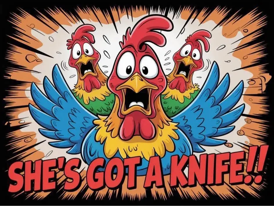 Scared Chicken Glass Cutting Board