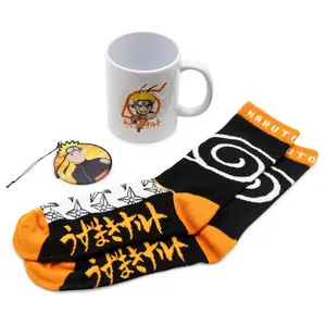 Naruto Shippuden Gift Set Hidden Village 3 Piece Mug, Crew Socks, Christmas Ornament Gift Set