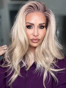 AISOM Melina Scandi Soft Blonde Natural Wave 18" Free Part Synthetic Lace Front Wig with Scandinavian Hairline Heat Friendly Fiber Low Density