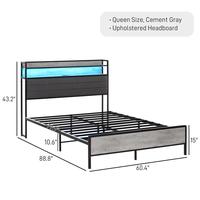 Cement Gray+Queen Size+Upholstered Headboard