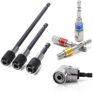 OSOF Extension Bar Hex Shank Socket Adapter Drill Bit, 3 count Impact Socket Square Nut Driver Bit + 3 count 1/4 Hex Shank  Bit Holder + 1 count 1/4 Hex 105  Right Angle Drill Attachment