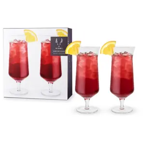 Viski Angled Crystal Hurricane Glasses
