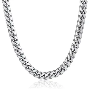 ChainsPro Stainless Steel Cuban Link Chains for Men, 4.8/6/10/14mm Width Cuban Chain Necklace, Black/18K Gold Plated/Silver No Tarnish Chains Jewelry for Men, 18-30 inch Length Hip Hop Miami Necklace, Send Gift Box