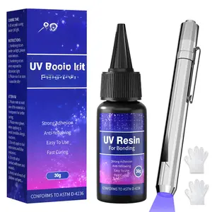 UV  Kit with Light, Fast Drying Beginner-Friendly Kit, Bonding & Repairing in Seconds, 30g/1oz Clear UV Glue with UV Penlight for , Plastic, Glass,