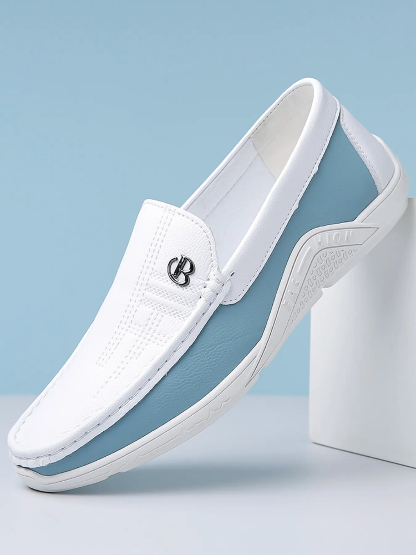 Men's Business Casual Shoes, Casual Work Shoes, Slip-On Oxford Design, PU Material, PU Leather Footwear, All-Season Wear, Comfortable Office Footwear, Elegant Style, Flat, Rubber