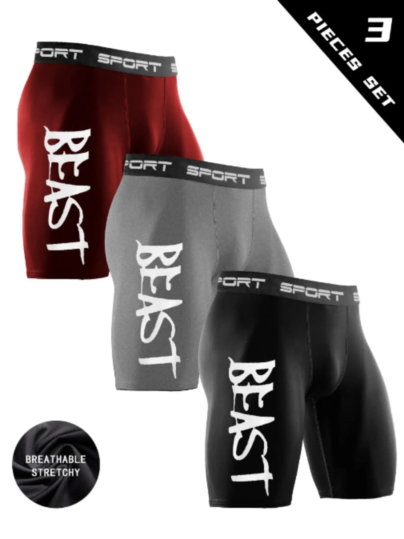 Men's Beast Sports Compression Shorts, High Elasticity Quick Dry Breathable Blend for Gym Running Basketball, Comfortable Slim Fit Design in Stretch Shorts Sports Tight Shorts Sports Shorts Set Summer Sports Shorts Fitness Shorts Athletic Wear Shorts