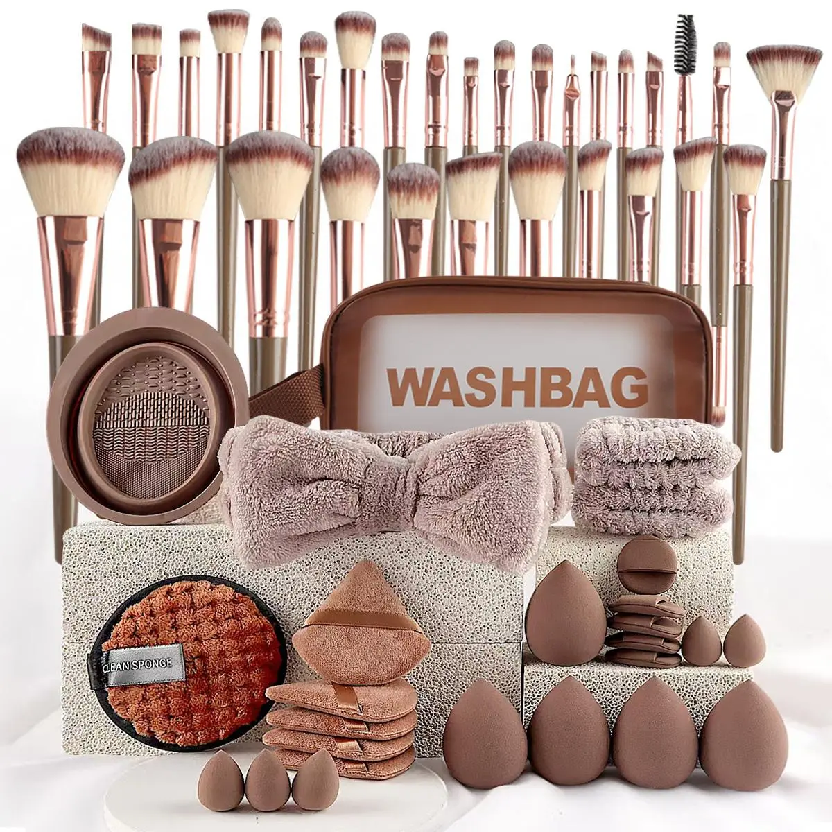 Makeup Tool Set, 56pcs/set Makeup Brush Full Set Makeup Brushes Set Makeup Foam Sponge Makeup Brush & Wash Bag & Sponge & Puff & Brush Cleaning Tool, Professional Makeup Tools for Women, Makeup Brush Storage