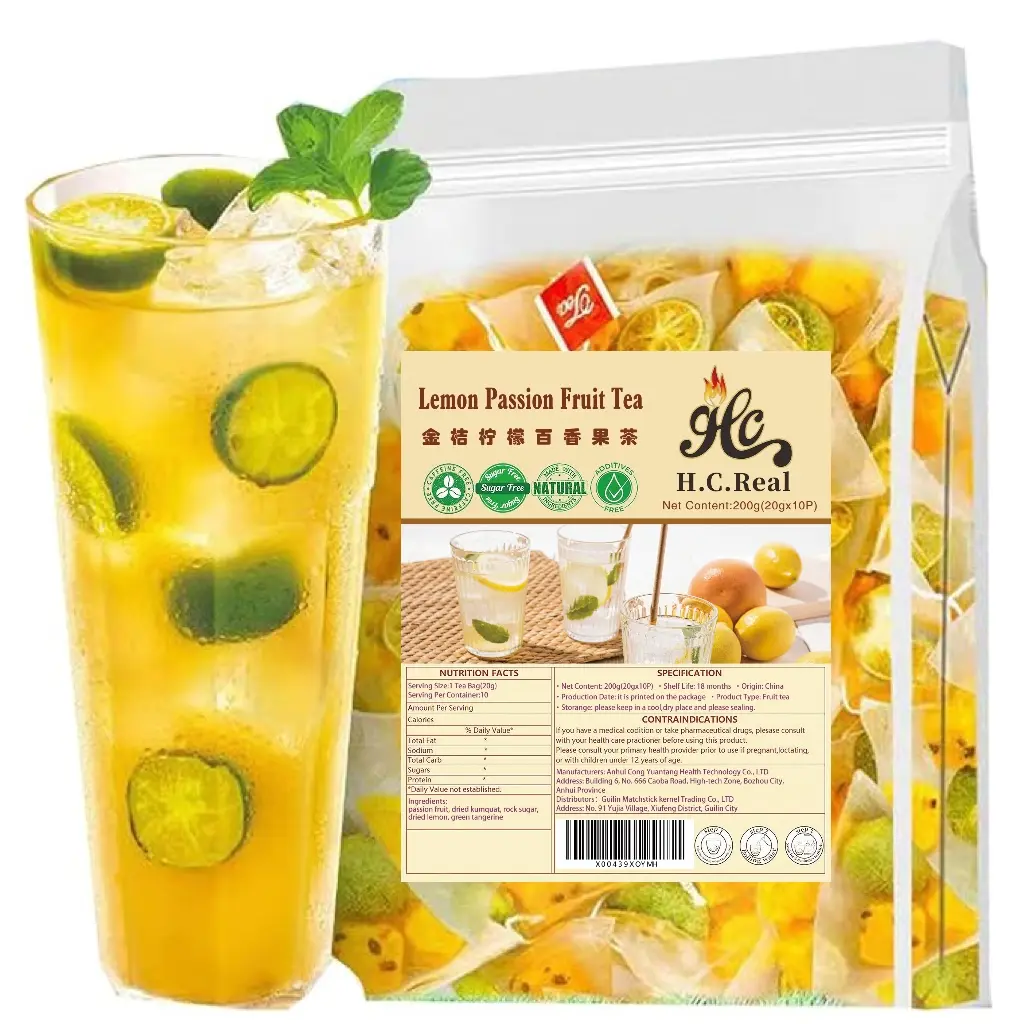 Natural Cold Brew Tea -Kumquat Lemon Passion Fruit Tea -Green Tangerine Fruit Tea Bags 8.4 oz-Perfect for Office & OutdoorEnjoyment Passion Fruit Kumquat Tea Mix Beverage Lemonade Iced Tea Loaded Tea