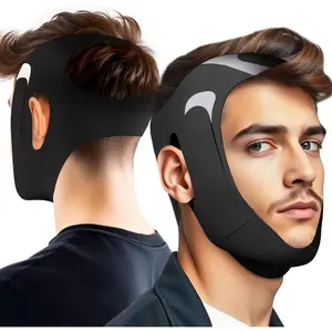 Anti-Snoring Chin Strap, Adjustable Chin Strap for Sleeping, Anti Snore Solution, Snoring Stopper, Chin Strap for Mouth Breathing Prevention (Black) Facial Comfort