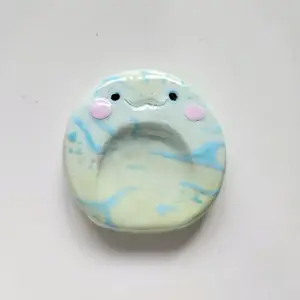 Polymer Clay Worry Stone - Chameleon-Lizard-Gecko Design, Green Blue Color, High-Quality Shine Finish, Anxiety & Stress Relief Tool