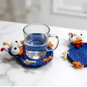 Cross-border Purly Handmade Animal Crocheted Coaster Cartoon Shape Internet Celebrity Desktop Decoration Cup Coaster Festival & Party Supplies