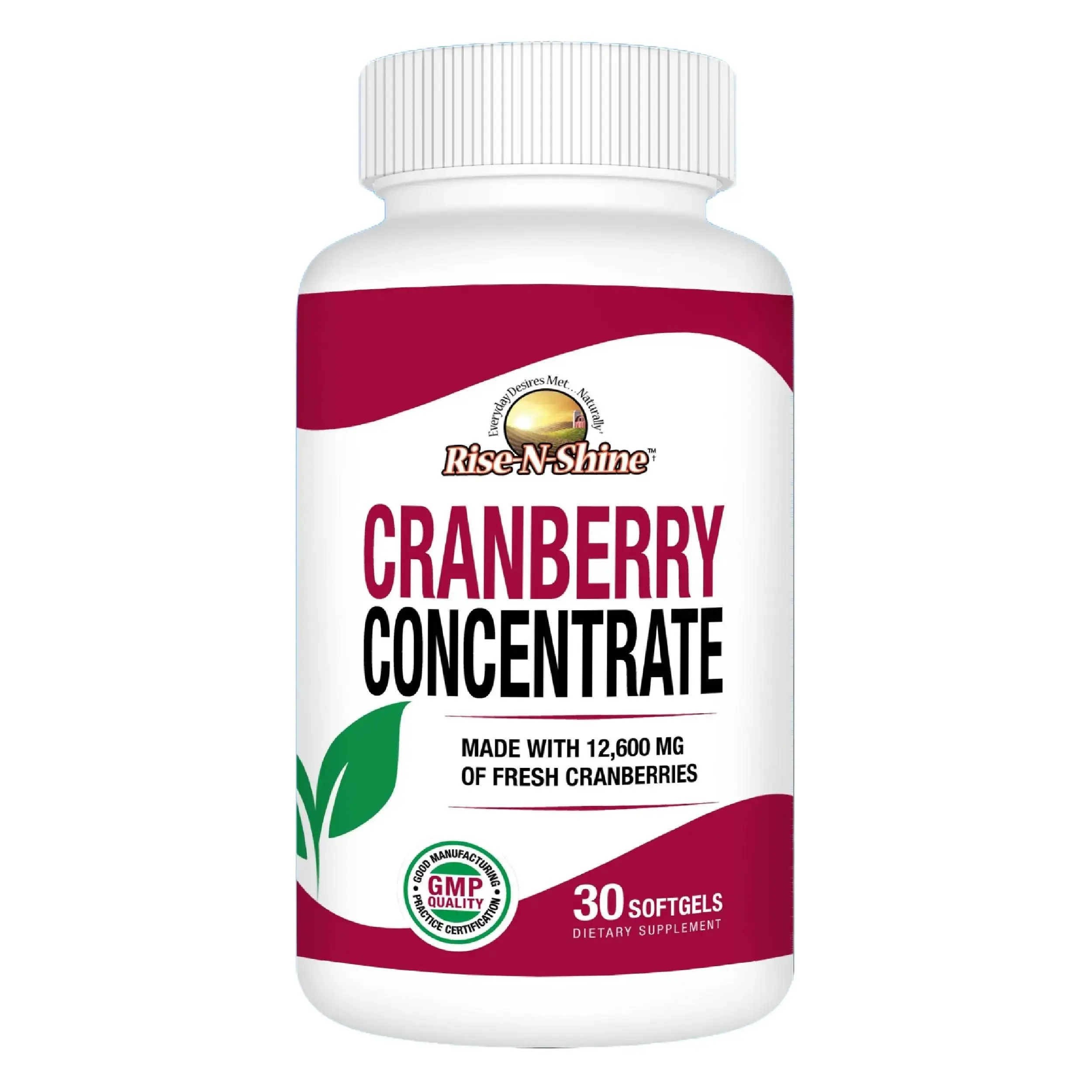 Rise-N-Shine Cranberry Concentrate – Extra-Strength 50:1 Extract Equivalent to 12,600mg of Fresh Cranberries – Daily Urinary Tract &amp; Bladder Support with Antioxidants – Sugar-Free UTI Support Supplement for Women &amp; Men – 30-Day Supply