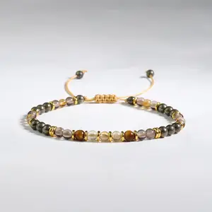 Prosperity Bracelet Citrine Smoky Quartz Tiger Eye Pyrite Women's Jewelry Gifts for Abundance Stability & Confidence