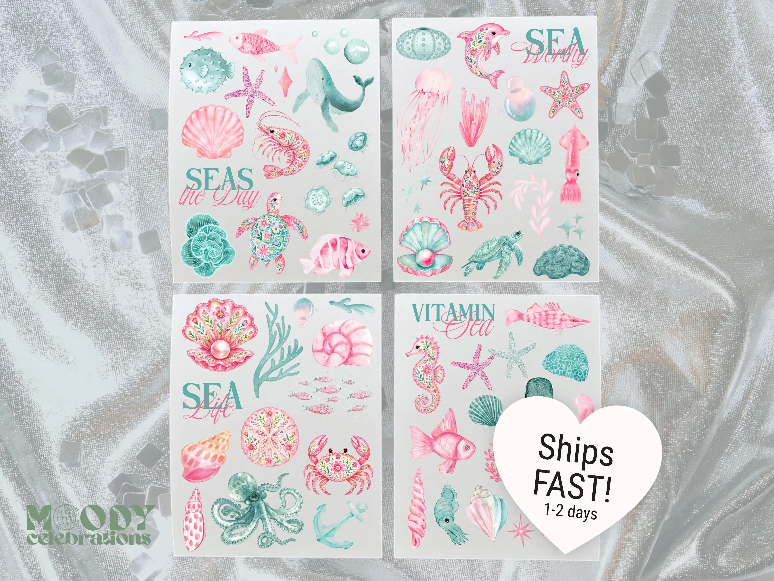 Oneder the Sea You Soon Temporary Tattoos Ocean Life Flash Tattoos Bulk Party Favors Table Activity
