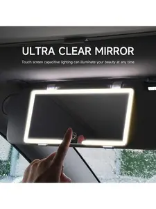 LED Car Vanity Makeup Mirror with Dimmable Touch Control – Ultra Thin Sun Visor Mirror, USB Rechargeable, for Women