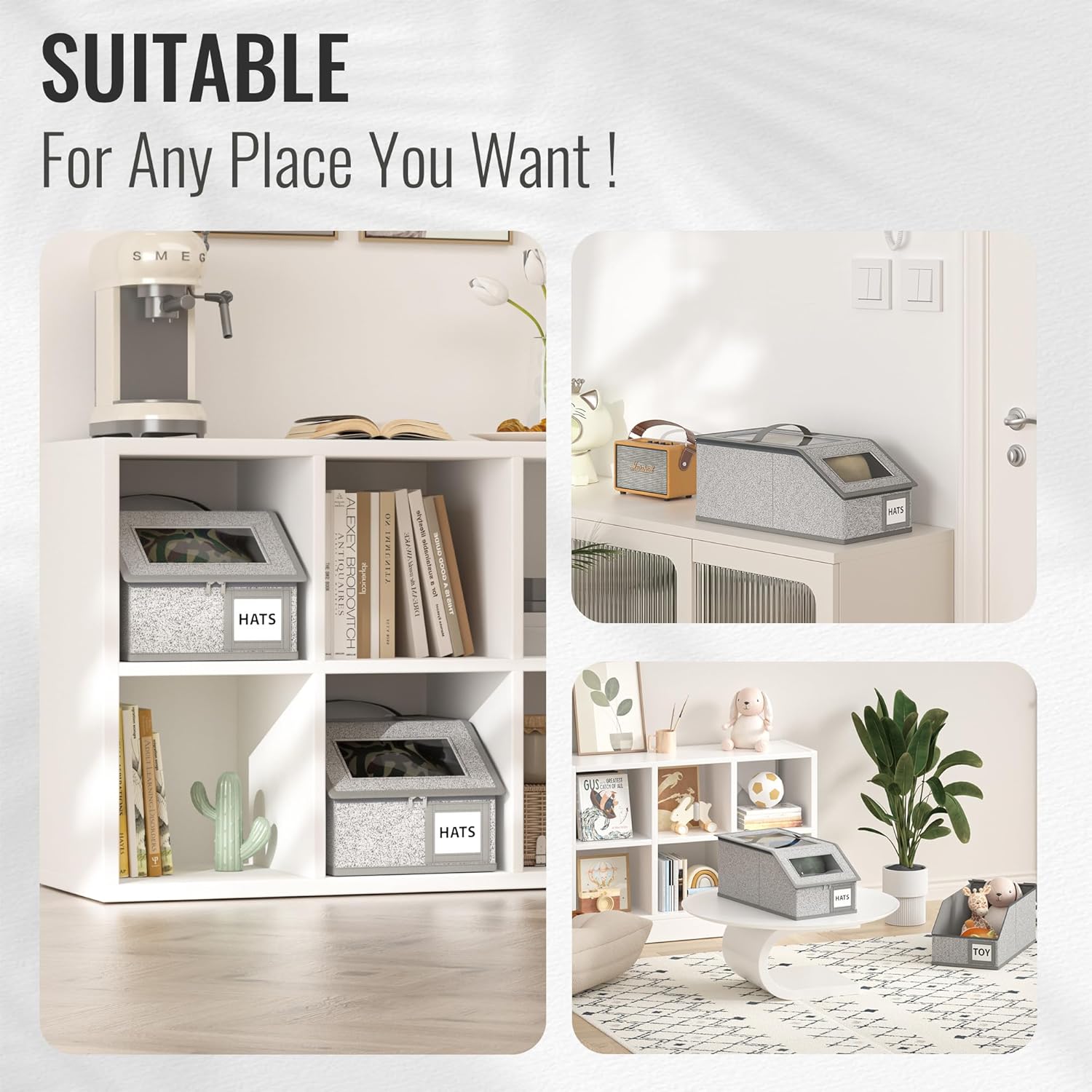 2 PCS Stackable Men/Women Baseball Hat Storage Organizer, BasketBall Cap Storage Box, 24 Hats Holds at Least - Suitable for Closet, Bedroom