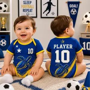 Personalized Curacao Baby Bodysuit, Custom Name Number Soccer Onesie, Curacao Inspired Infant Outfit, Football Fan Baby Romper, Newborn Gift MM8 JVG