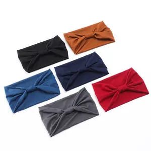 Women's Solid-Color Cotton Wide-Brim Stretch Headband Sports Yoga Sweat-Wicking Fashion Headscarf Accessories Cold Wash