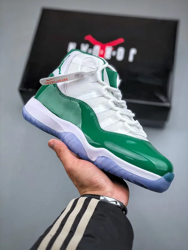 High Top Patent Leather Sneakers White Green Block, Translucent Outsole, Retro Basketball Shoes, Shock Absorbing Street Casual Daily Footwear