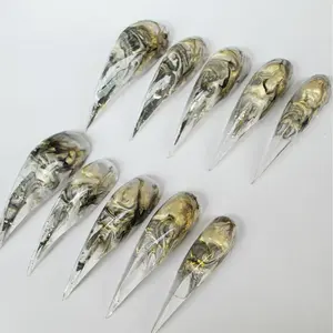 JmDrnails Dragon Claw Nails 10 Pcs Handmade Acrylic Press on Nails Holographic Glitter &Salon-Quality Statement Nails