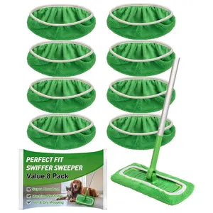 8-Pack Microfiber Mop Pads Compatible with Swiffer Sweeper, Reusable Dry Wet Flat Mop Cover, Replacement Floor Cleaning Mats, Set, Mop Head Replacements
