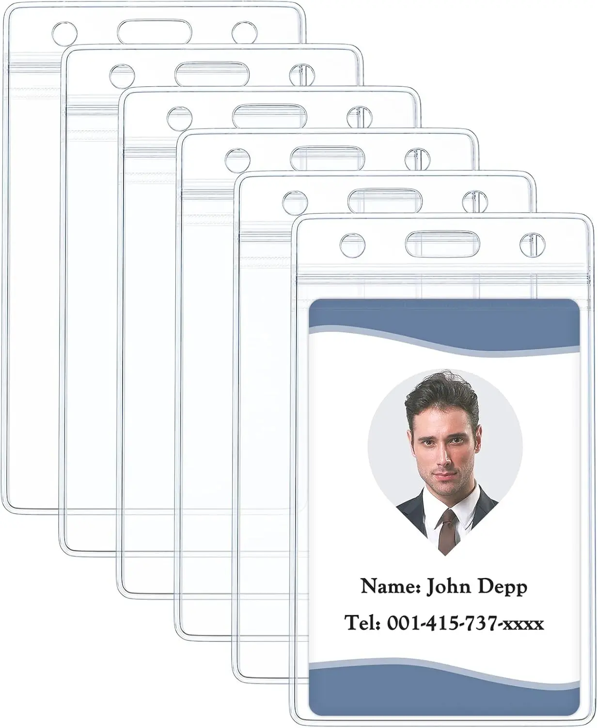 6 Pack Vertical ID Card Badge Holder  Clear Card Sleeve Case Cover Heavy Duty Card Protector Pouch with Resealable Zip for Proximity Key Card Drivers License and Credit Card