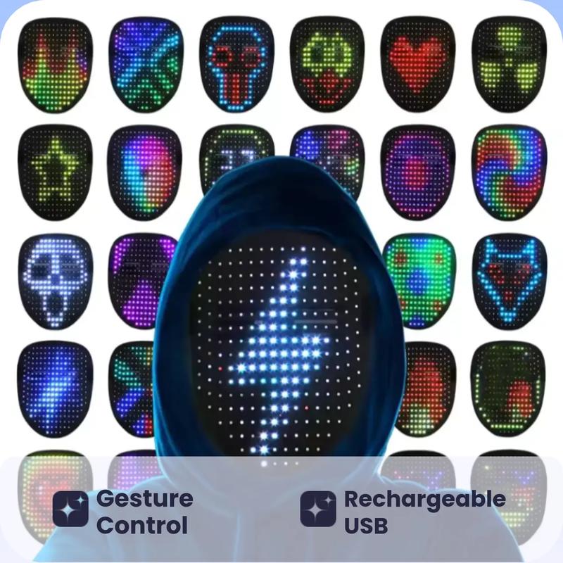 LED Light Up Mask, Gesture Sensor Mask, Cyberpunk Mask, Rechargeable Party Mask for Men & Women, Costume Accessories for Cosplay & Dance Party, Party Supplies