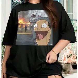Louise Belcher Fire Burger Memes Oversize Women T-Shirt - Bob's Burgers