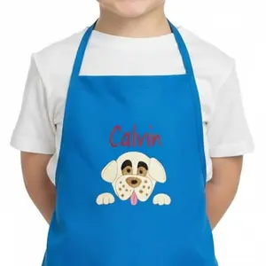 Personalized Kids Apron with Embroidered Name - Dog Design | Ages 3-11 & Adult
