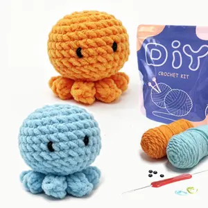 2 Sets Yamaxin Octopus Shape Beginner Crochet Kit, DIY Knitting Material Pack, Includes Tutorial Video, Random Accessory Colors