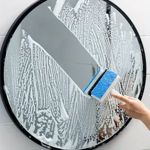 2-in-1 Bathroom Cleaning Brush - Double-Sided Glass Scraper & Mirror Wiper, Multi-Functional Tile and Wall Cleaner, Removal, No Power Needed