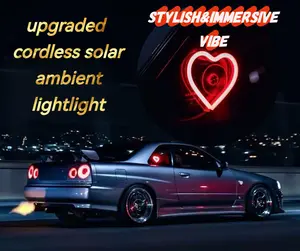 Solar Powered USB Rechargeable LED Heart Lamp 5 Modes Pink Car Interior Lighting IP65 Waterproof Night Light for Night Driving Man Christmas Gift