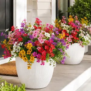 Summervibes 6-Color Artificial Flower Set 6/12pcs UV Resistant Colorful Fake Bouquet for Home Garden Party Wedding Decor