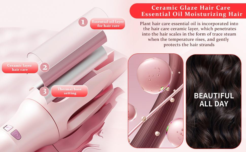Air T3 Automatic Hair Curler - Heated Curler Beauty Product, 4 Temperature Settings, Dual Voltage Rotating Design, 1.25in Fast Heating, Auto Shut-Off, Suitable for Professional Curly Hair Styling for Bouncy & Easy Curls, Bouncy Curls, Perfect Curls, Autom