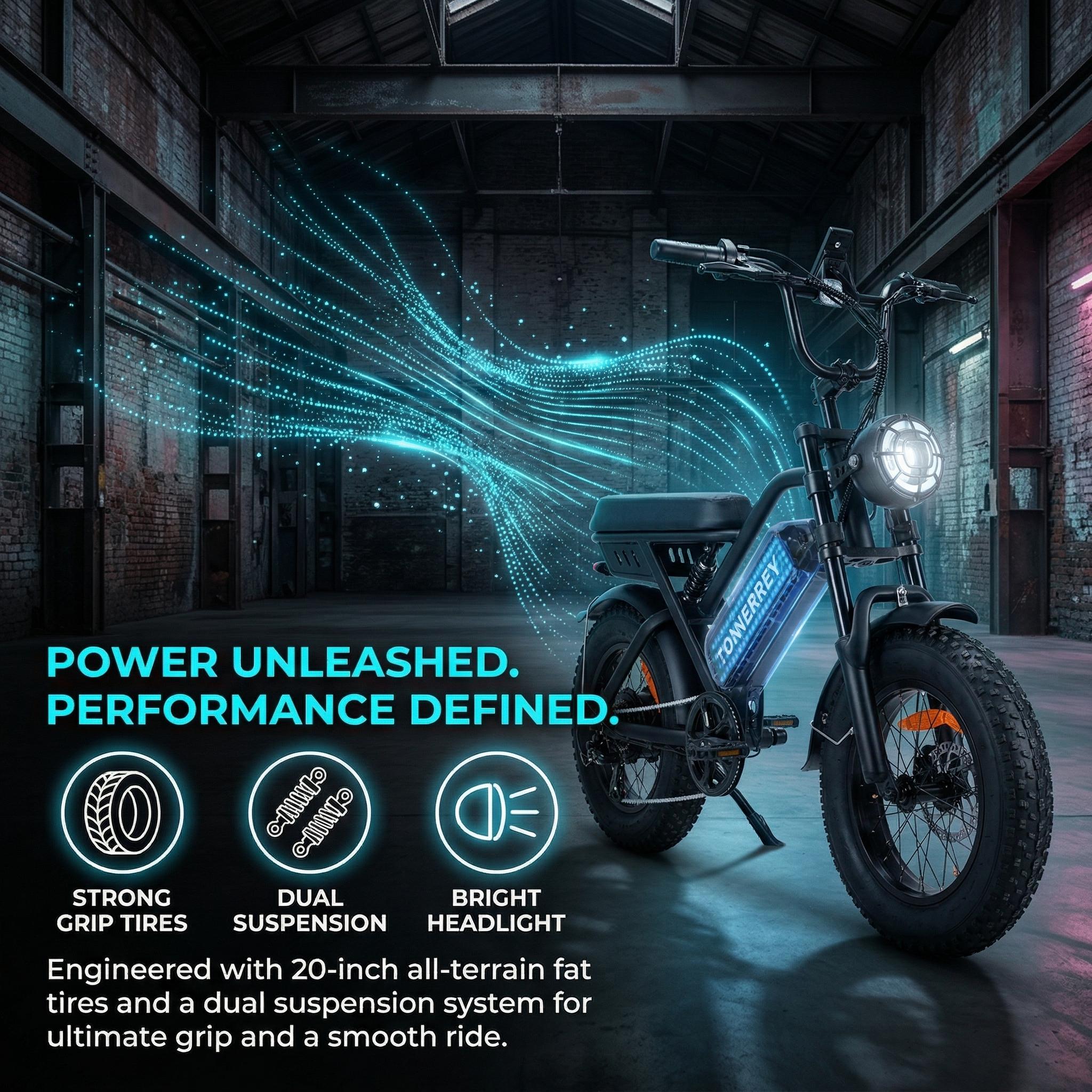 This electric bicycle is equipped with a 1000W motor and 16-inch × 4 all-terrain tires, easily handling both city roads and off-road terrain, with a range of up to 56 miles. fat tire Bike